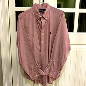Men’s Ralph Lauren polo button down red and white striped shirt 17 34/35 XL